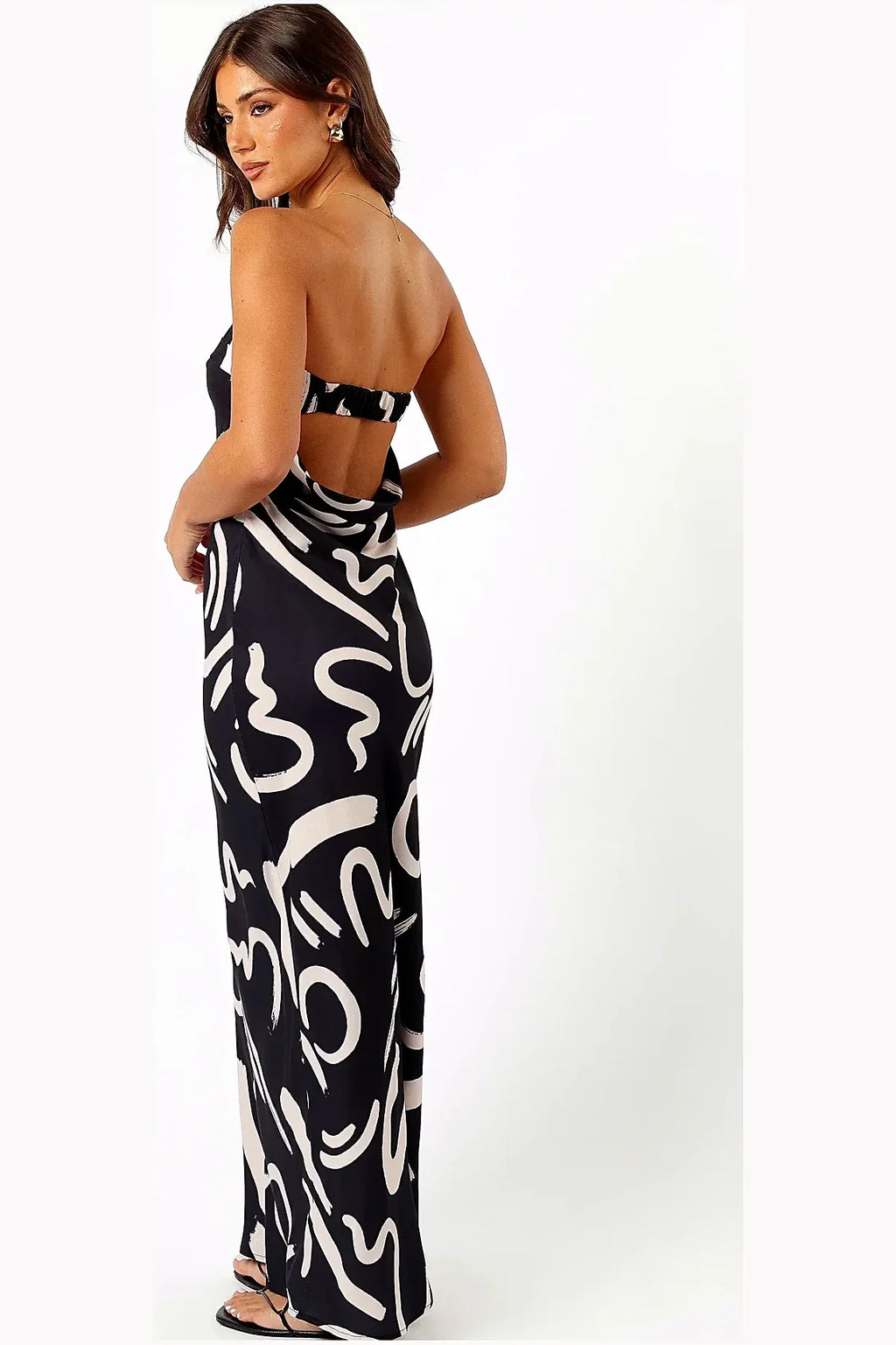 Remmie Strapless Maxi Dress - Black/White