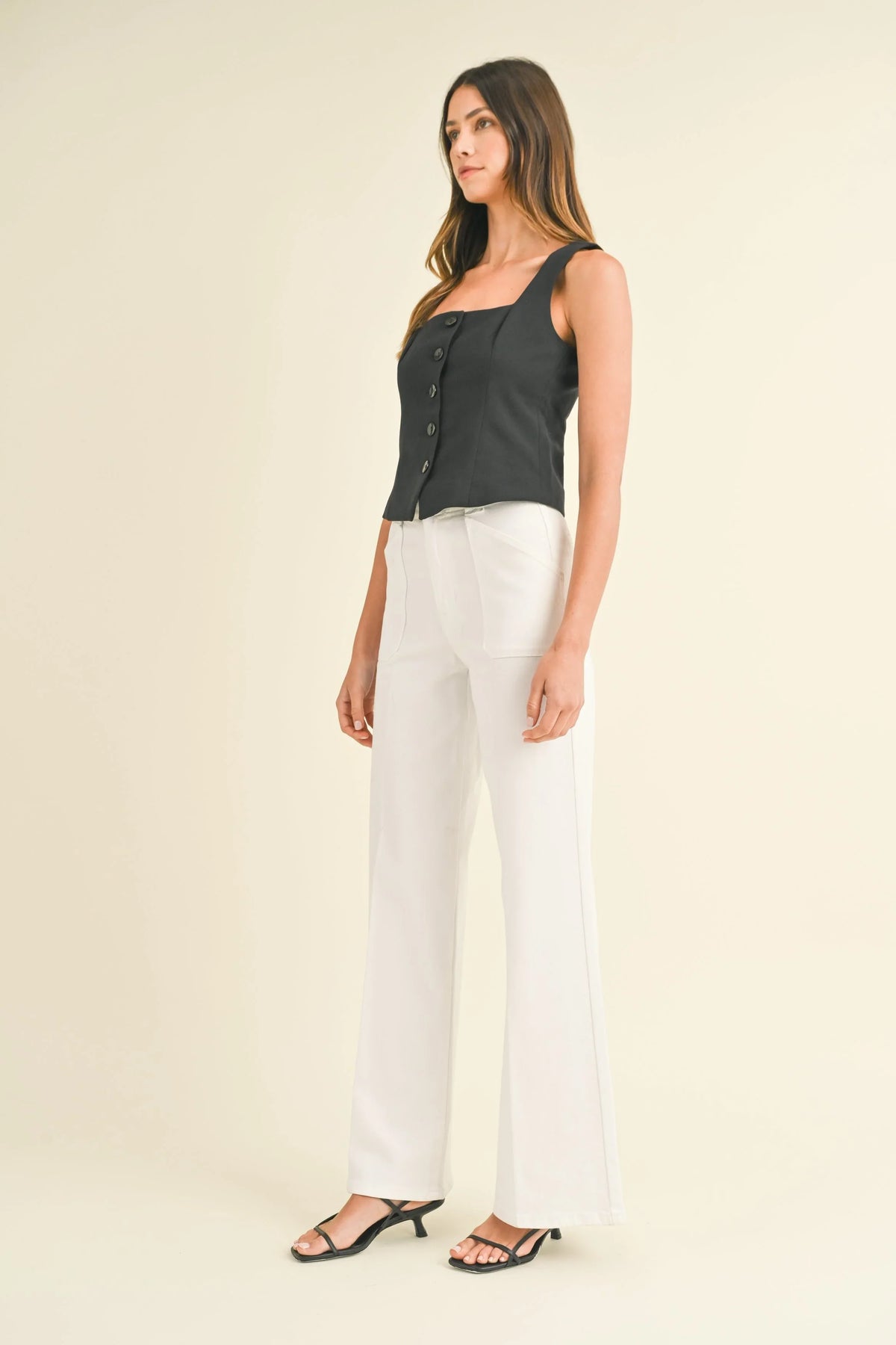 Patch Pocket Wide Leg Jean