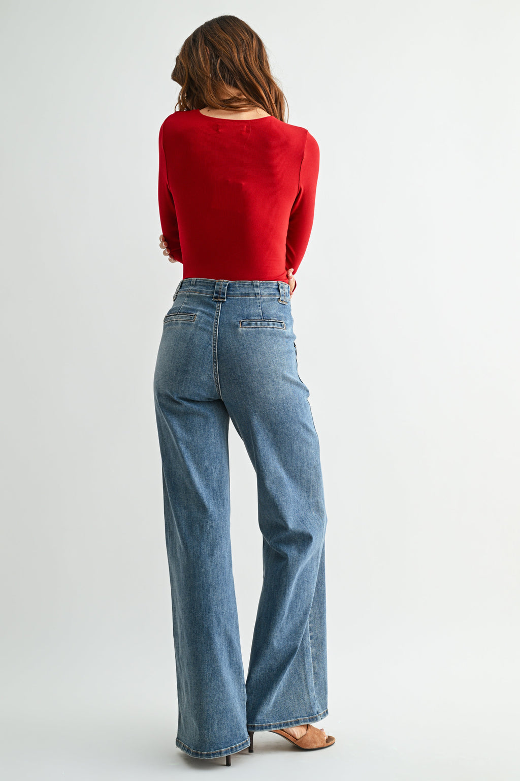 Patch Pocket Wide Leg Jean