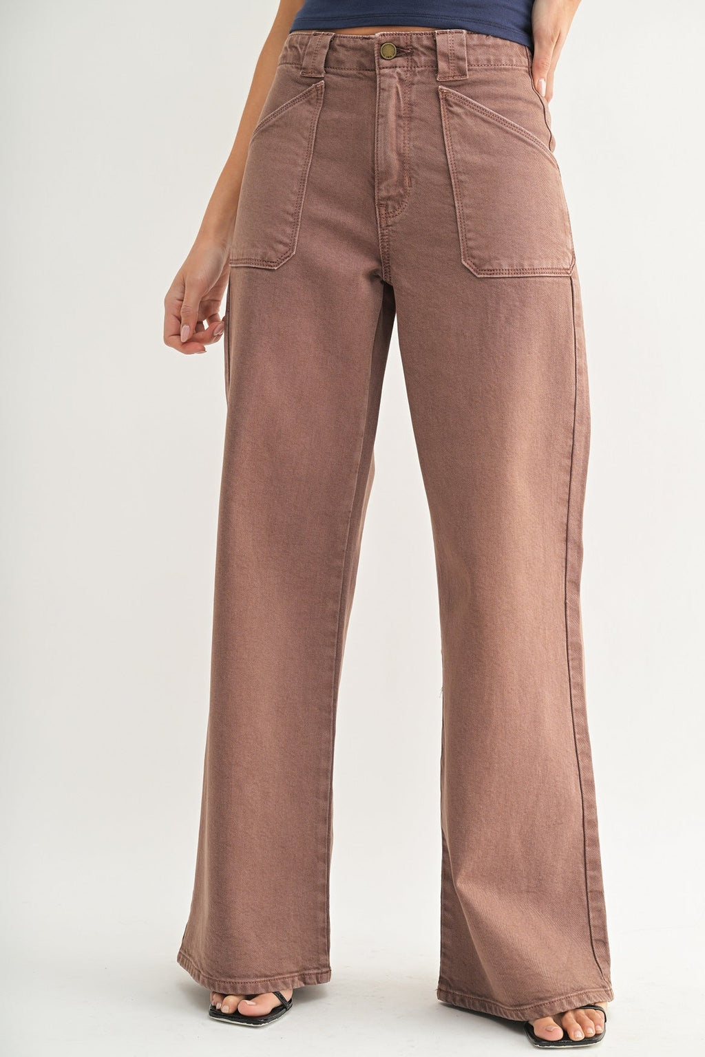 Patch Pocket Wide Leg Jean