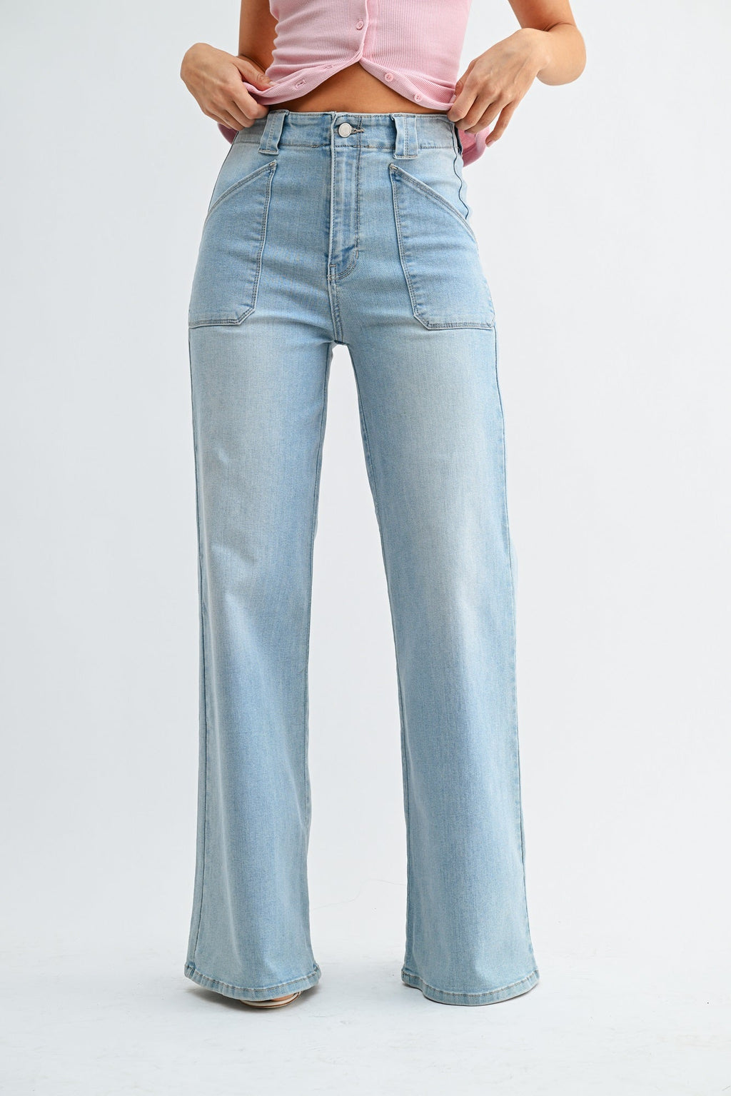 Patch Pocket Wide Leg Jean