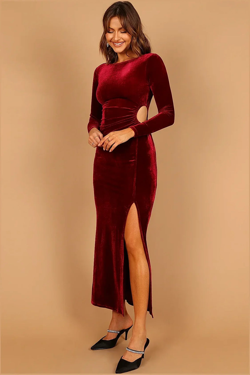 Sarine Long Sleeve Maxi Dress - Wine