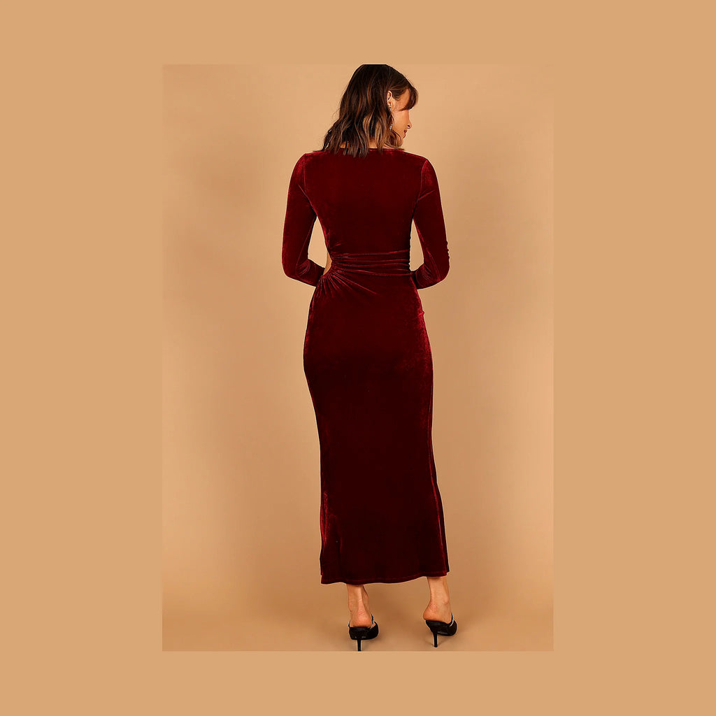 Sarine Long Sleeve Maxi Dress - Wine