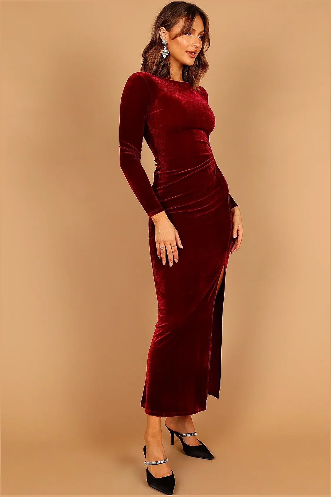 Sarine Long Sleeve Maxi Dress - Wine
