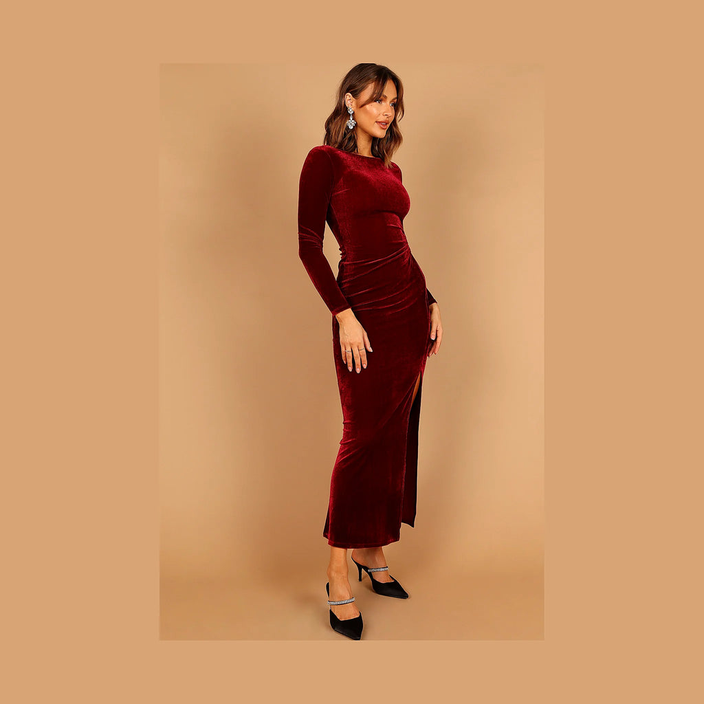 Sarine Long Sleeve Maxi Dress - Wine