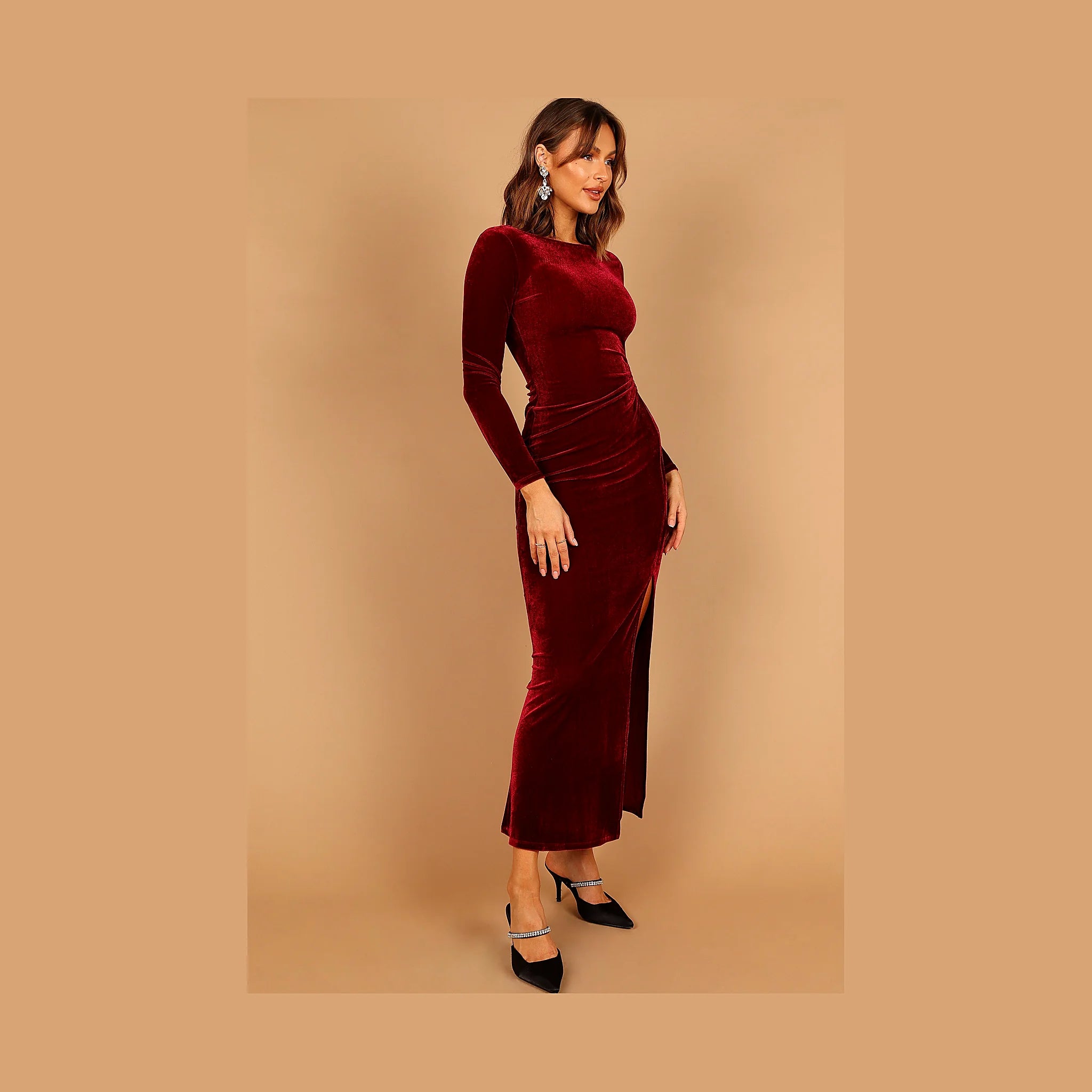 Sarine Long Sleeve Maxi Dress - Wine