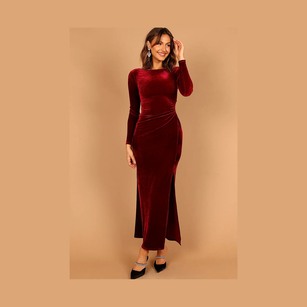 Sarine Long Sleeve Maxi Dress - Wine
