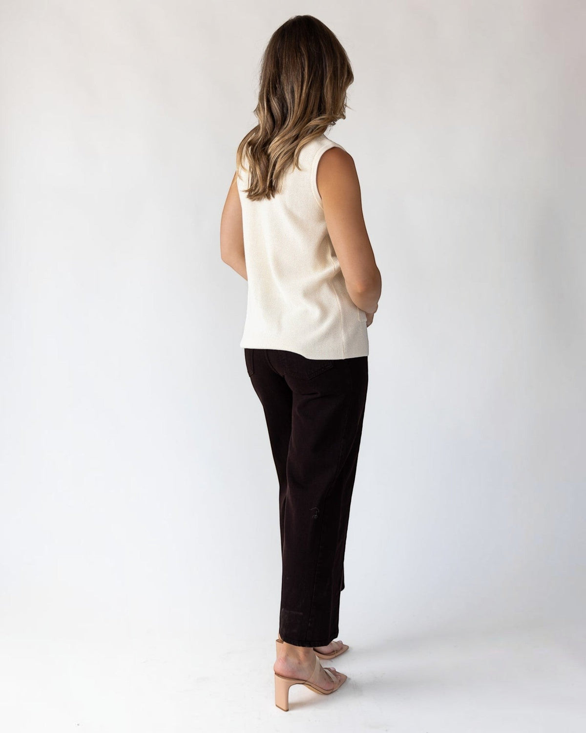 Knit Button Vest - Cream