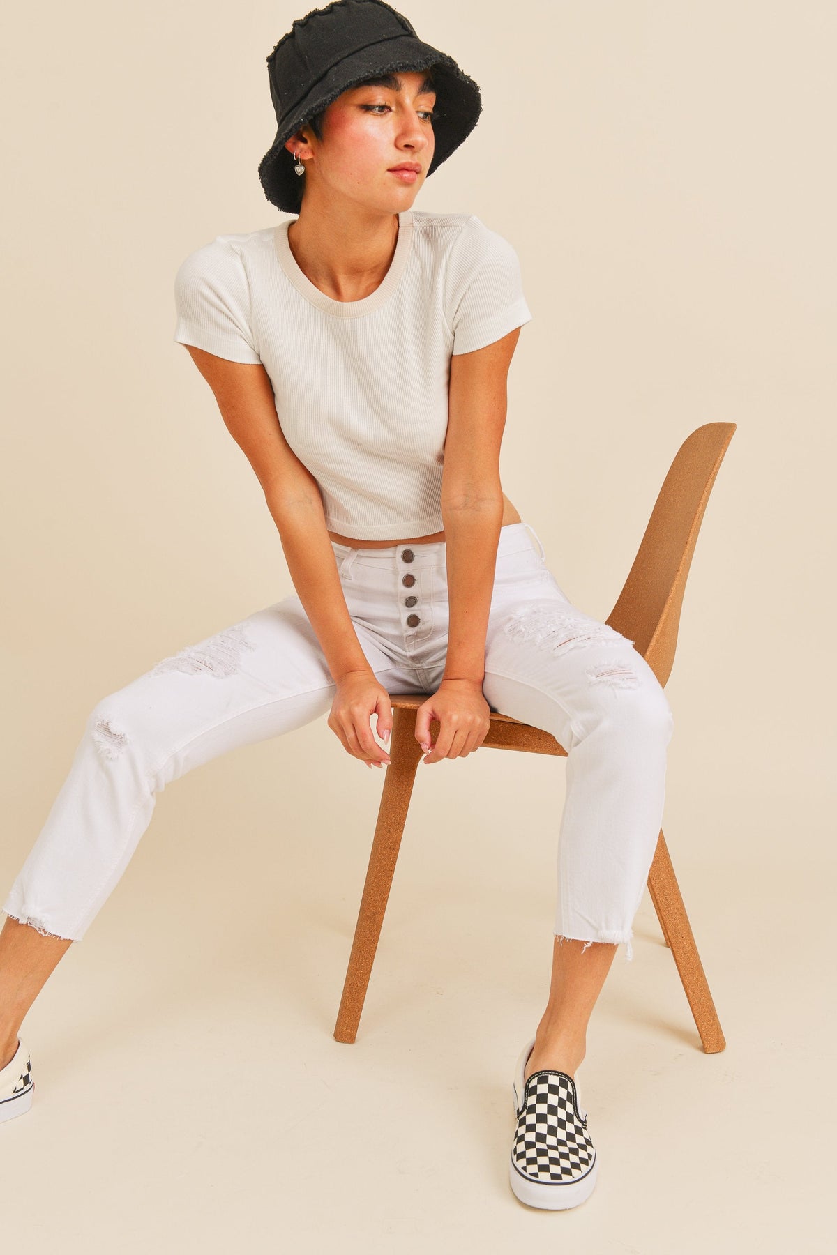 Durable white denim with light comfort stretch