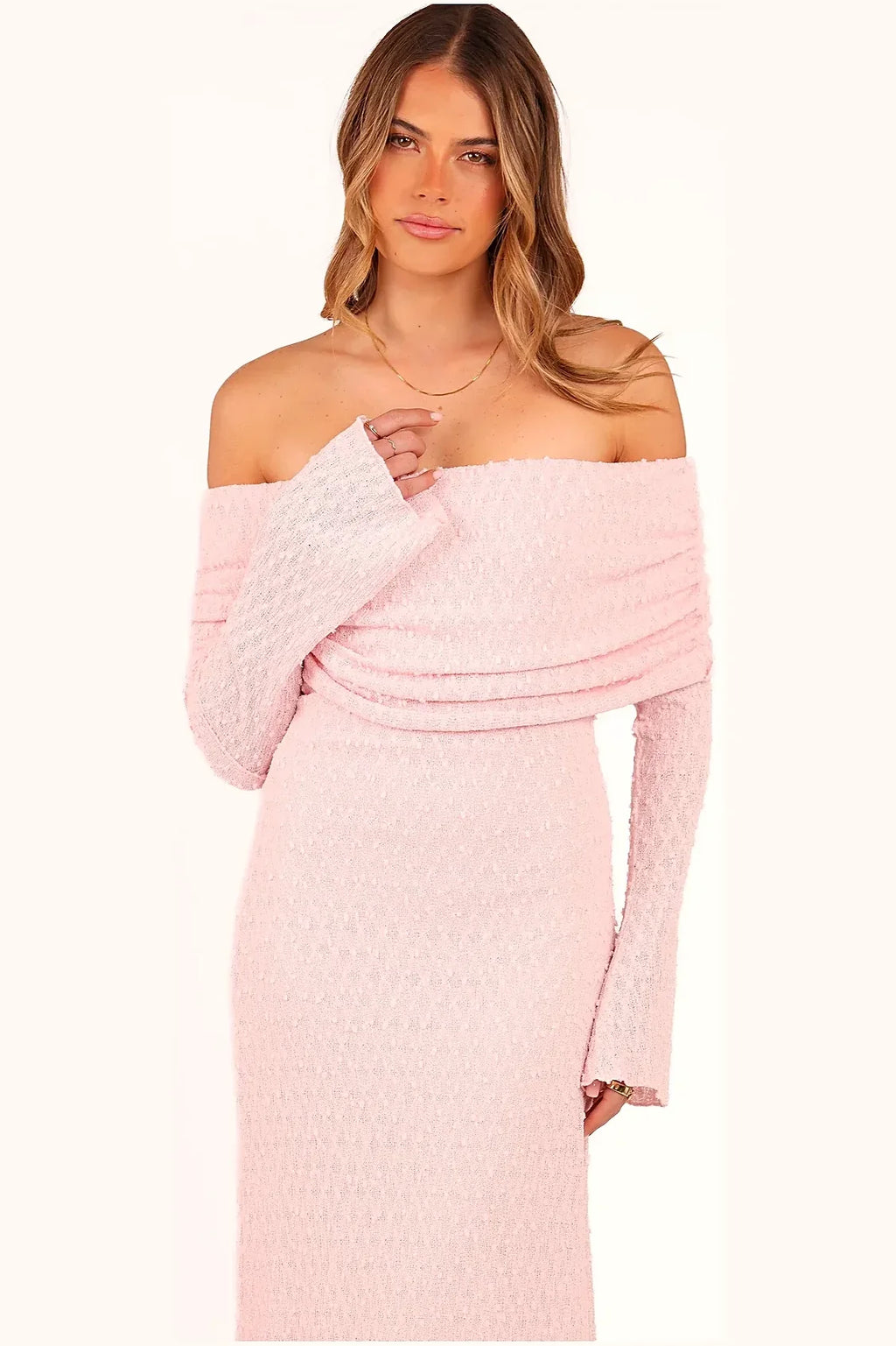 Wilma Off Shoulder Dress - Pink