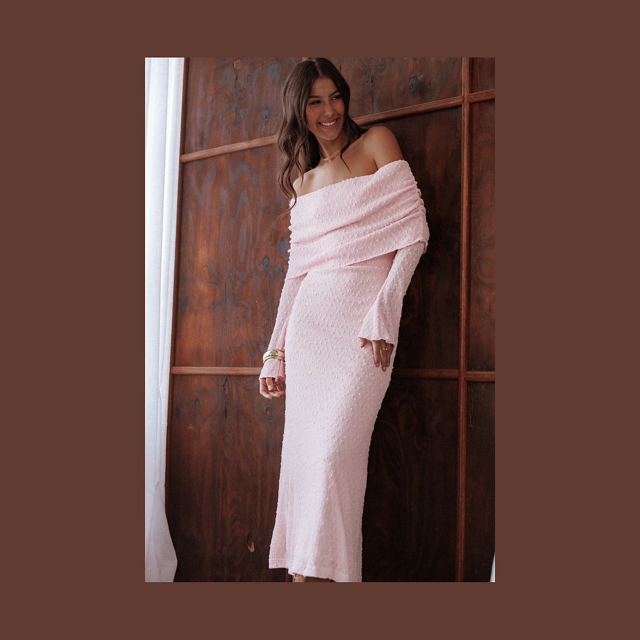 Wilma Off Shoulder Dress - Pink